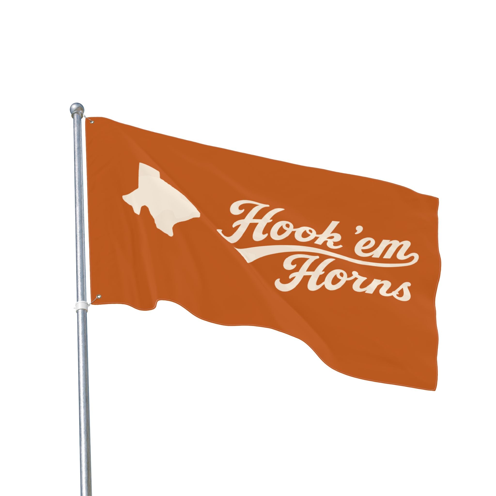 Hook 'em Horns Texas Flag – Double‑Sided Burnt Orange Fan Flag