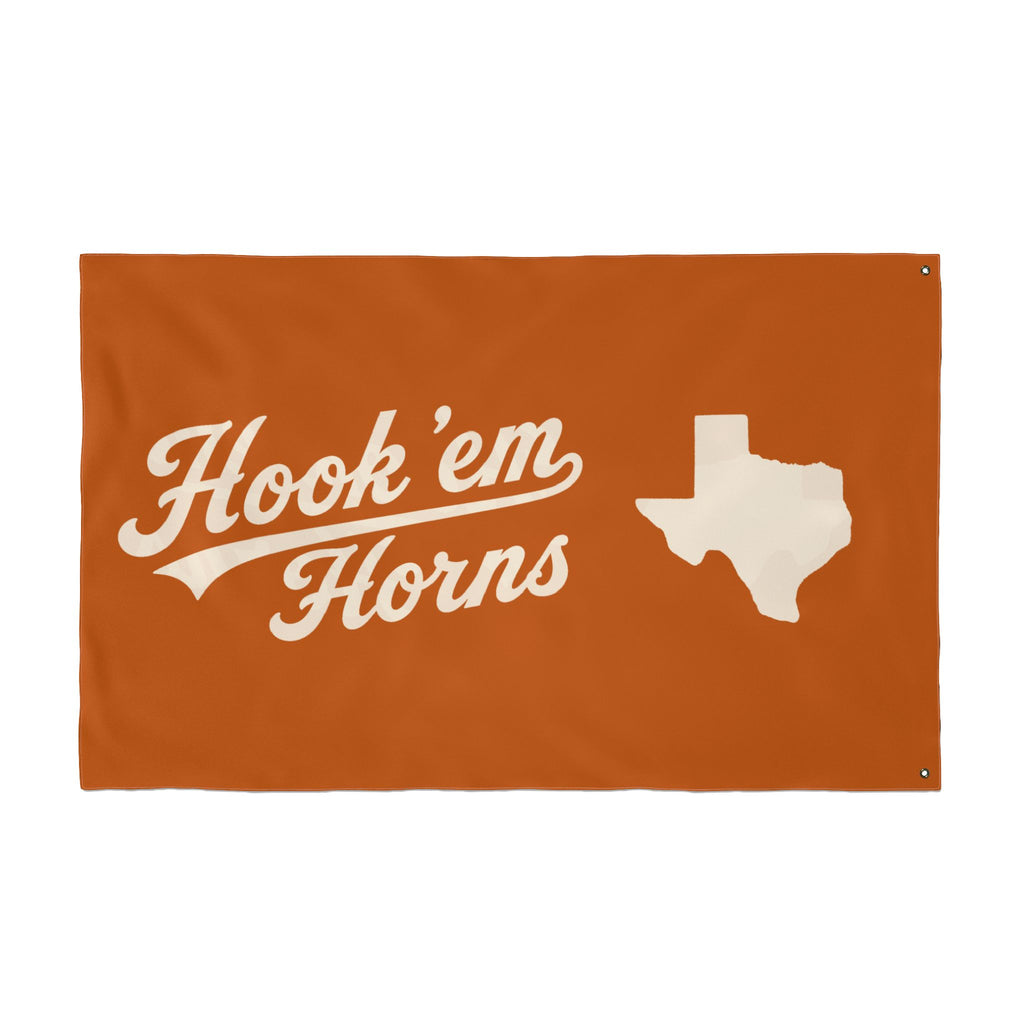 Hook 'em Horns Texas Flag – Double‑Sided Burnt Orange Fan Flag