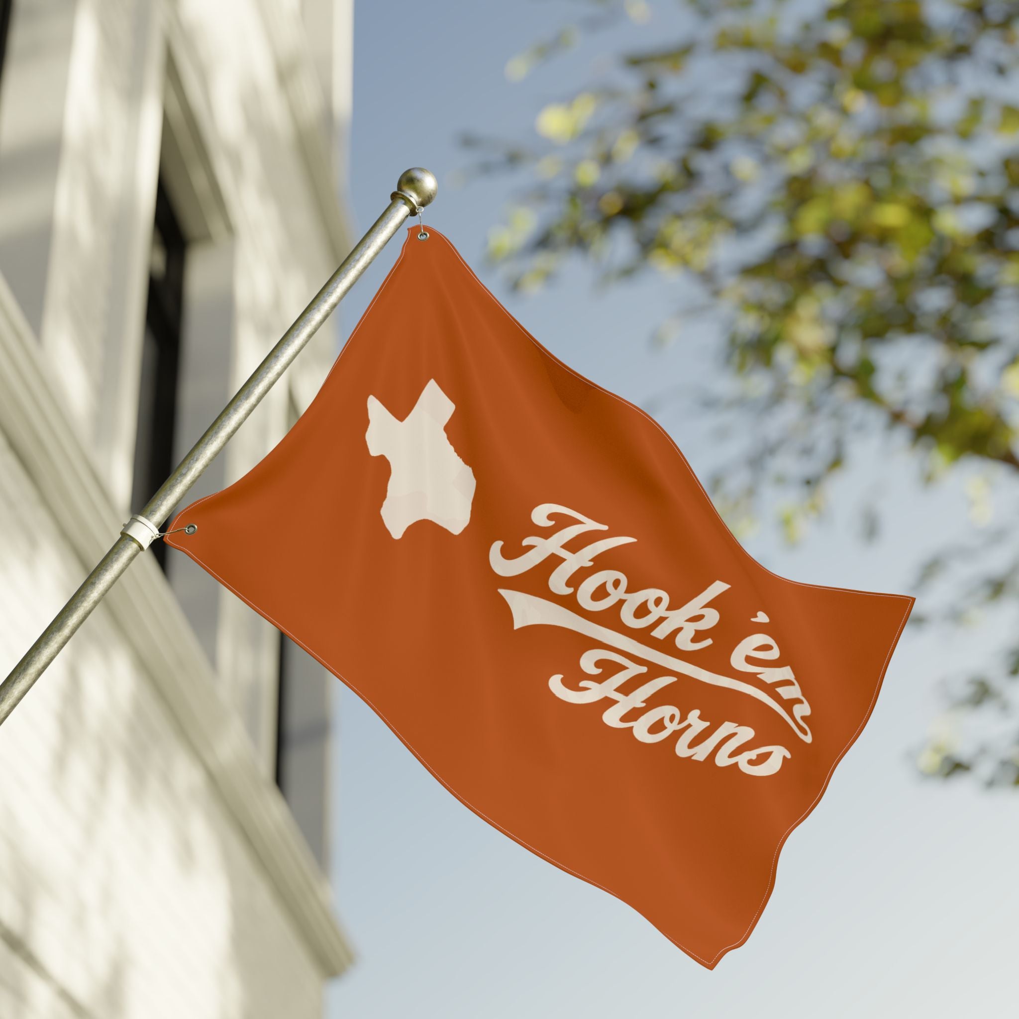 Hook 'em Horns Texas Flag – Double‑Sided Burnt Orange Fan Flag