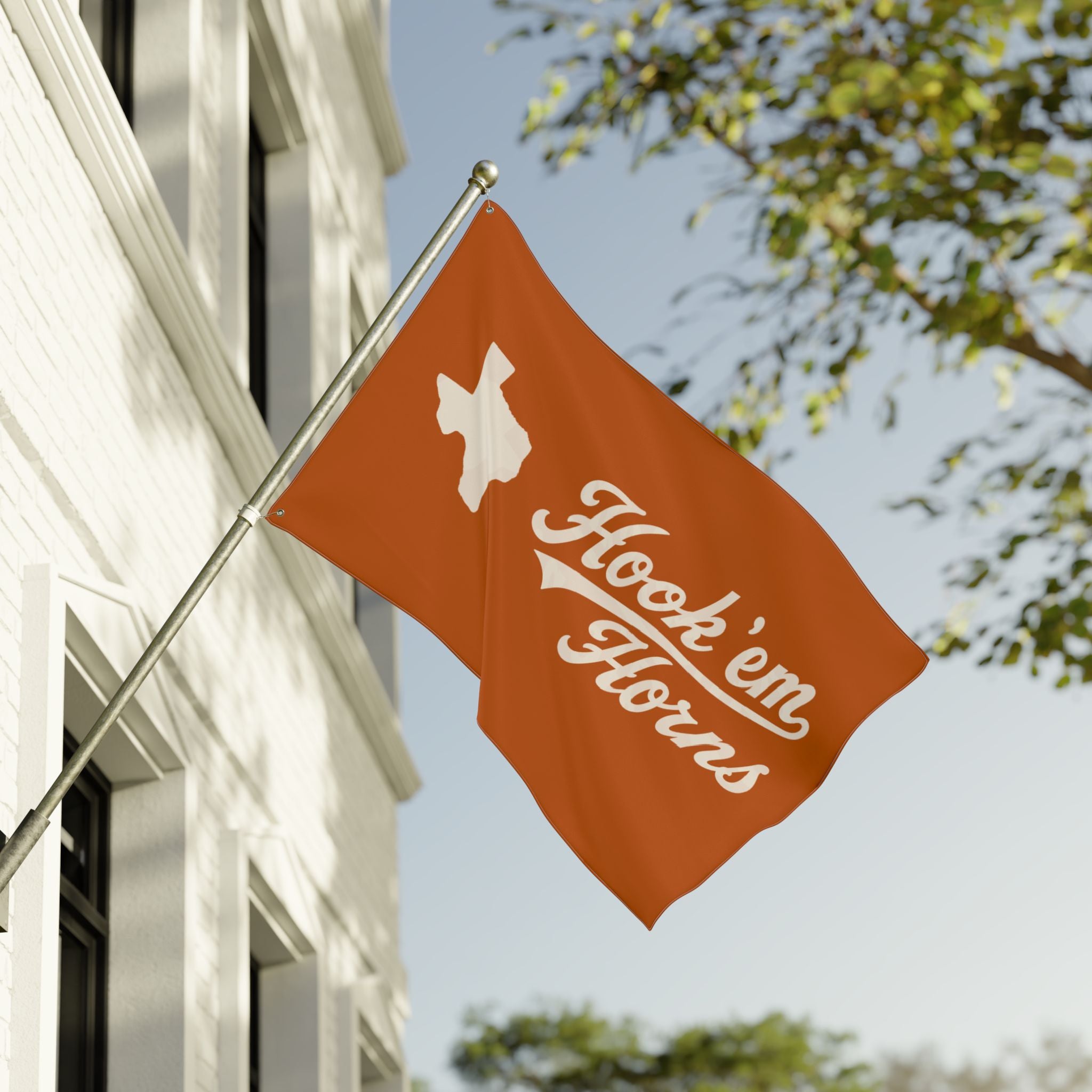 Hook 'em Horns Texas Flag – Double‑Sided Burnt Orange Fan Flag