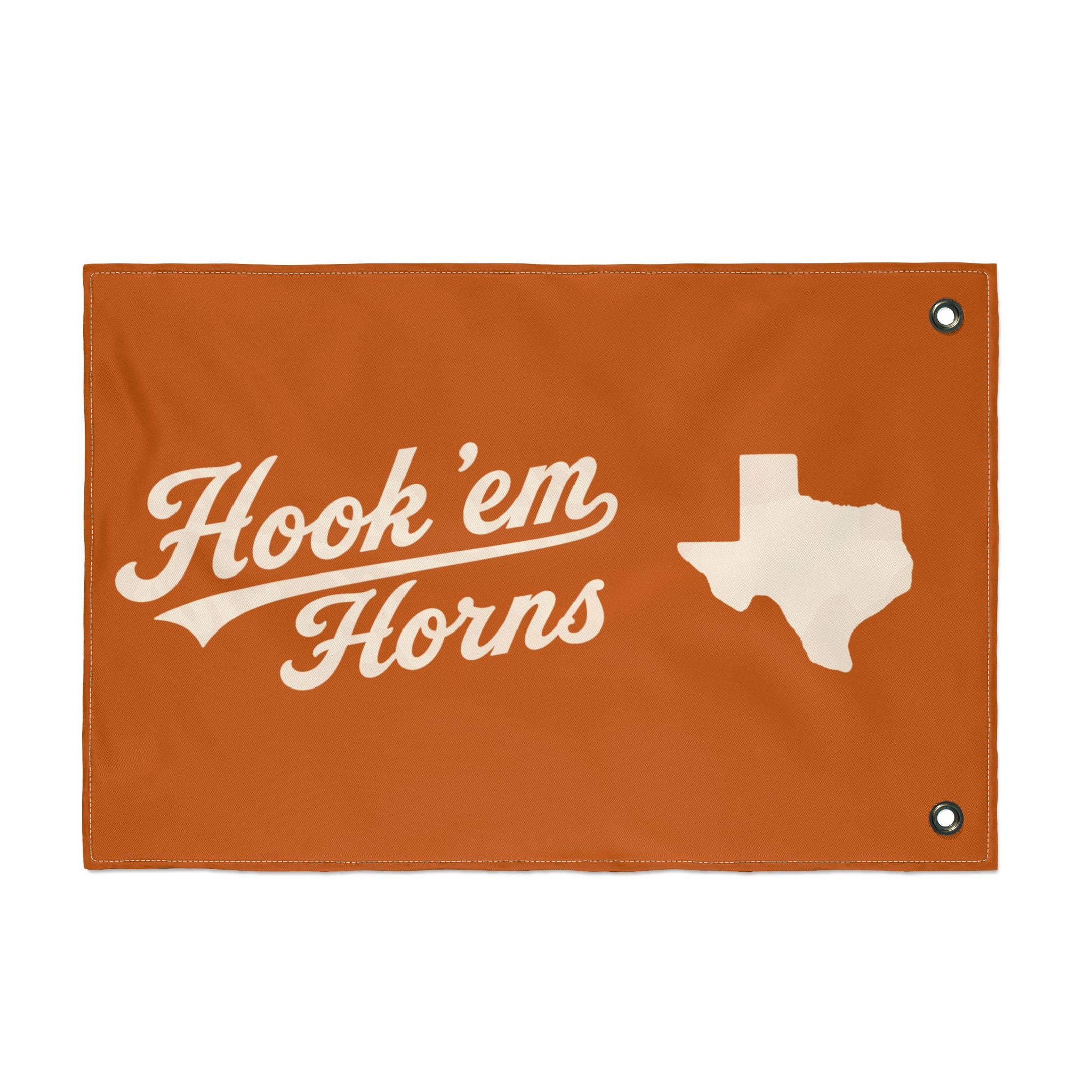 Hook 'em Horns Texas Flag – Double‑Sided Burnt Orange Fan Flag