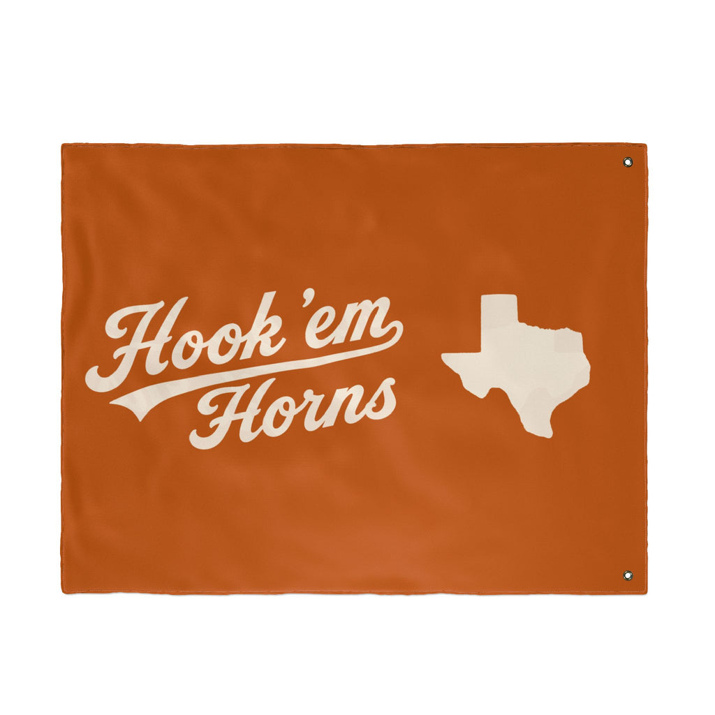 Hook 'em Horns Texas Flag – Double‑Sided Burnt Orange Fan Flag