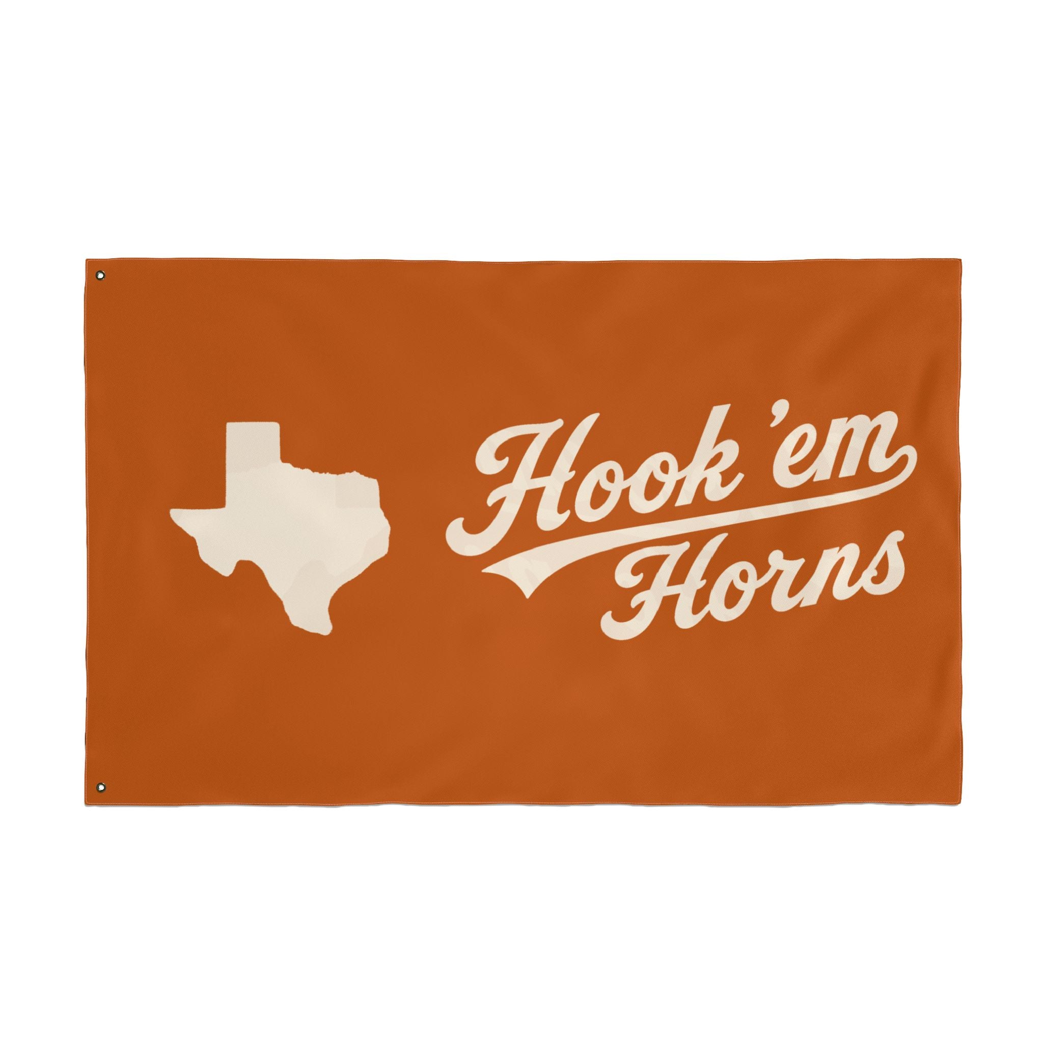 Hook 'em Horns Texas Flag – Double‑Sided Burnt Orange Fan Flag