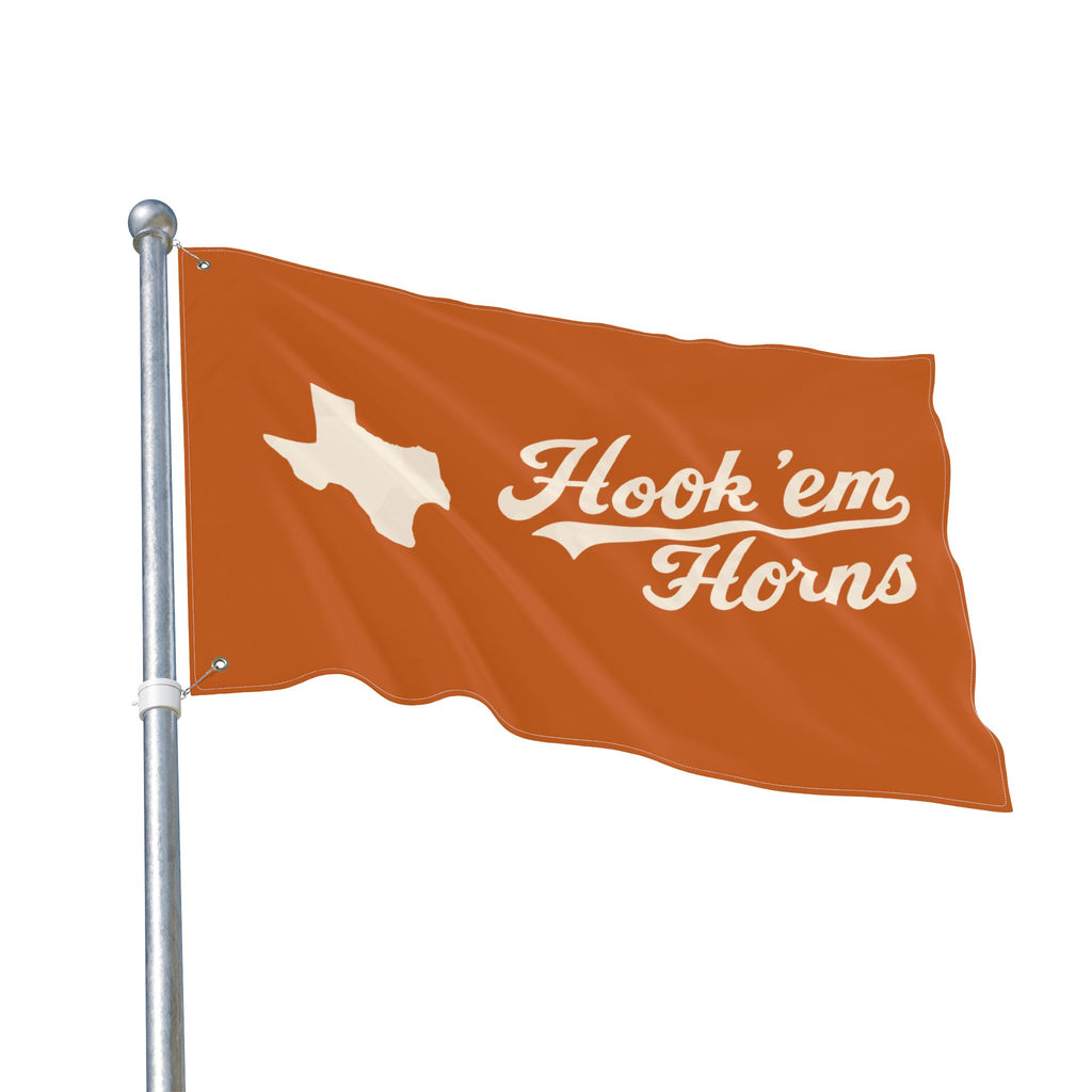 Hook 'em Horns Texas Flag – Double‑Sided Burnt Orange Fan Flag
