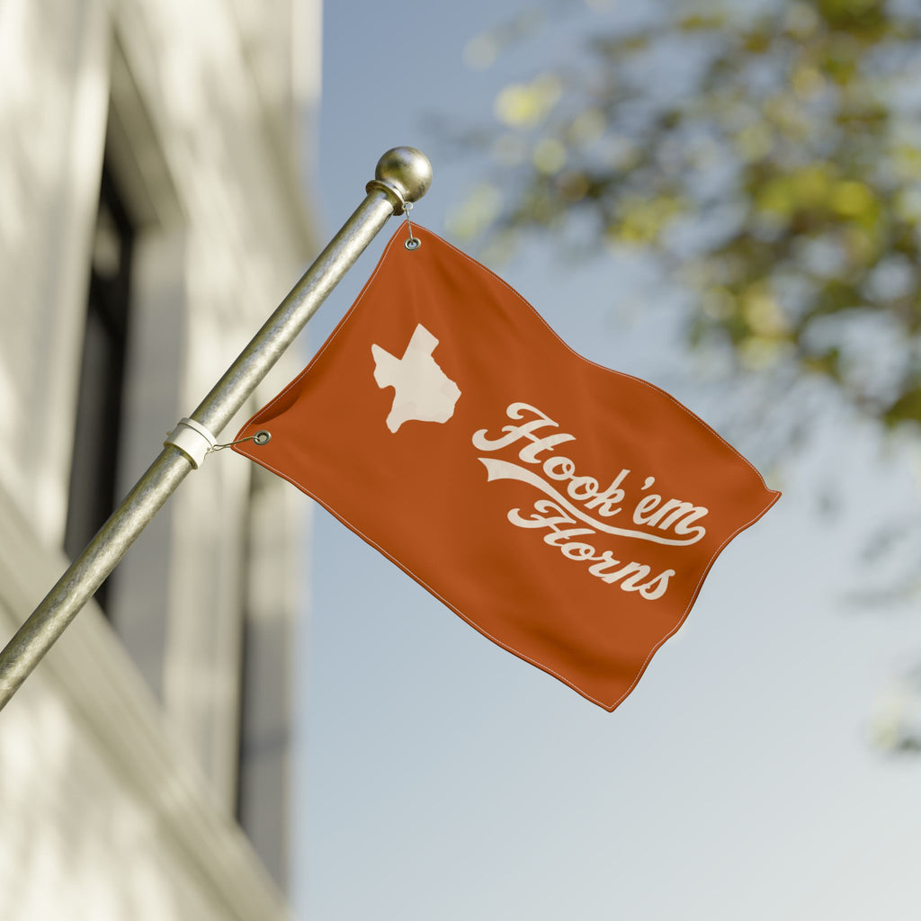 Hook 'em Horns Texas Flag – Double‑Sided Burnt Orange Fan Flag