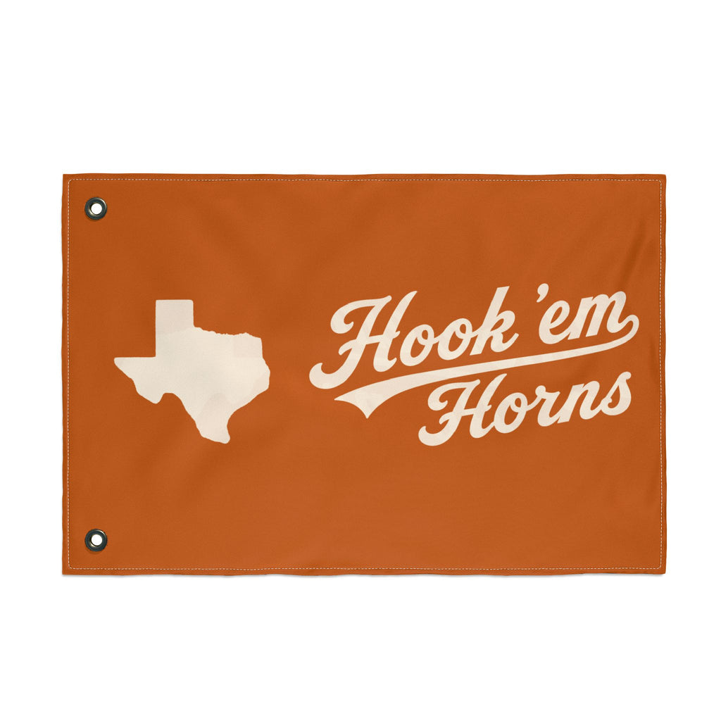Hook 'em Horns Texas Flag – Double‑Sided Burnt Orange Fan Flag