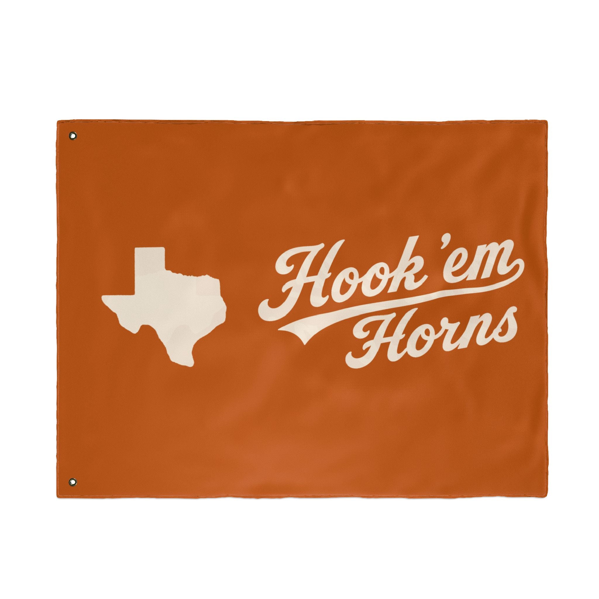 Hook 'em Horns Texas Flag – Double‑Sided Burnt Orange Fan Flag