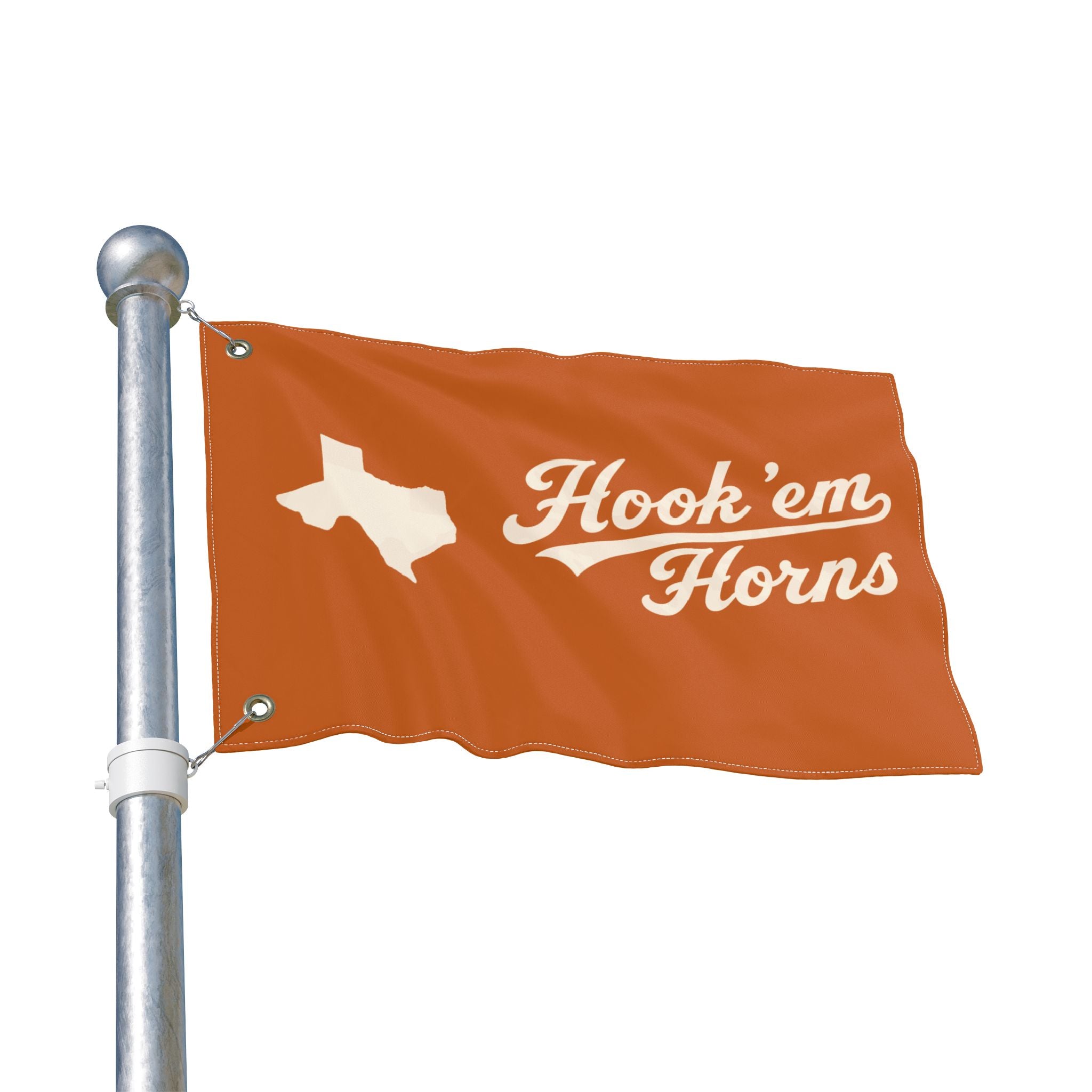 Hook 'em Horns Texas Flag – Double‑Sided Burnt Orange Fan Flag