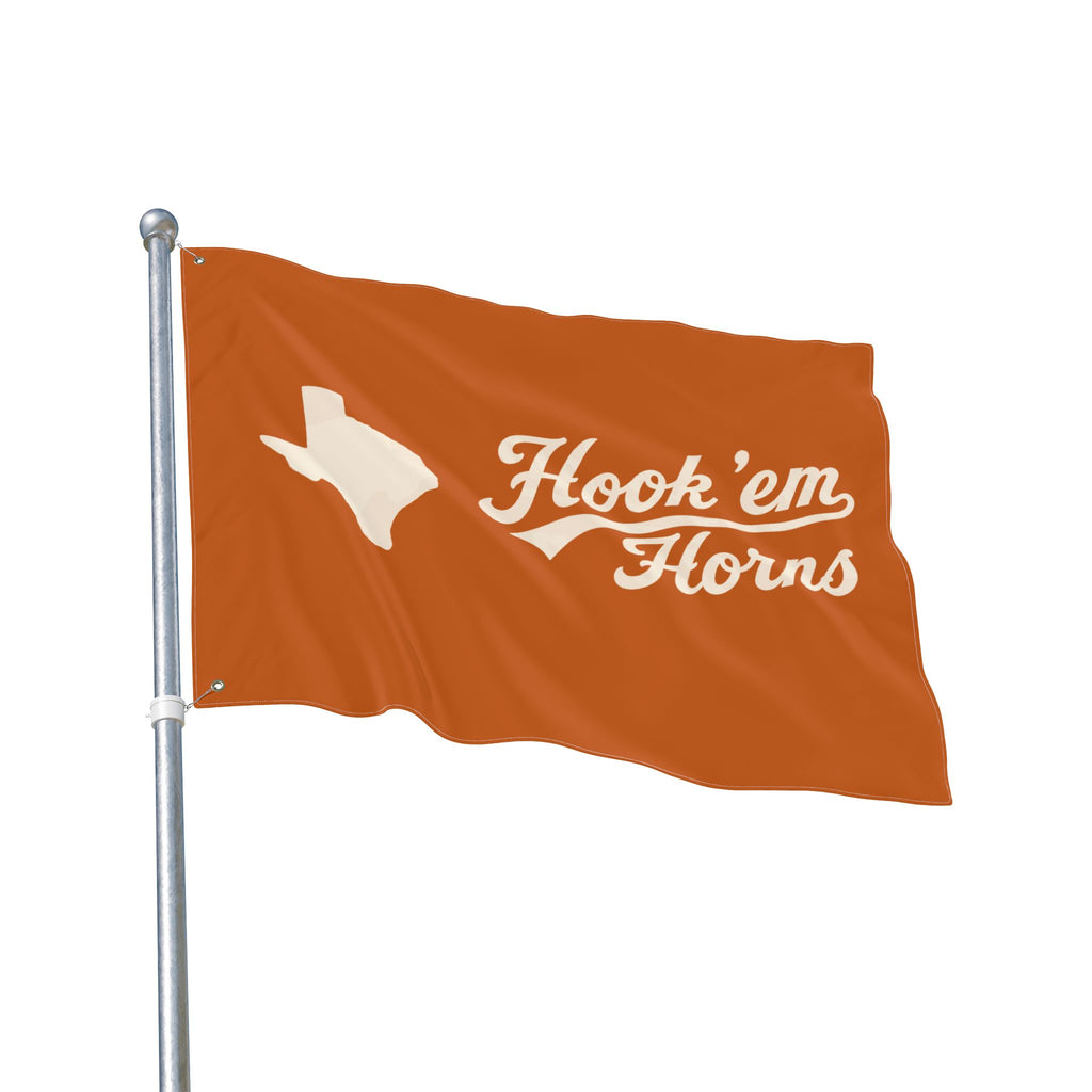 Hook 'em Horns Texas Flag – Double‑Sided Burnt Orange Fan Flag