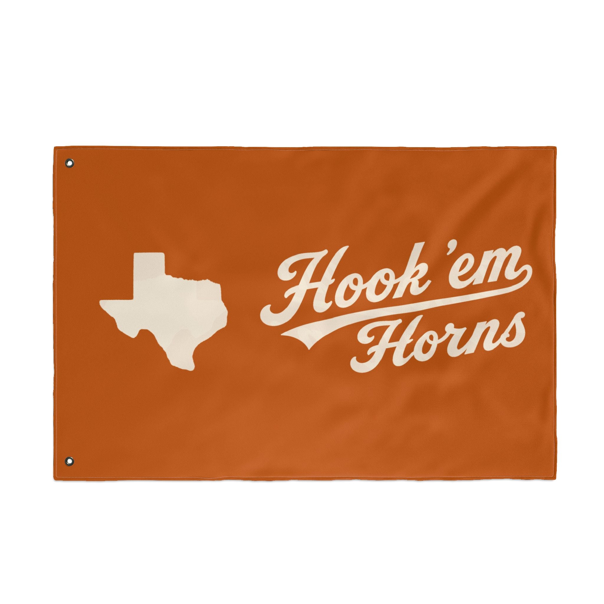 Hook 'em Horns Texas Flag – Double‑Sided Burnt Orange Fan Flag