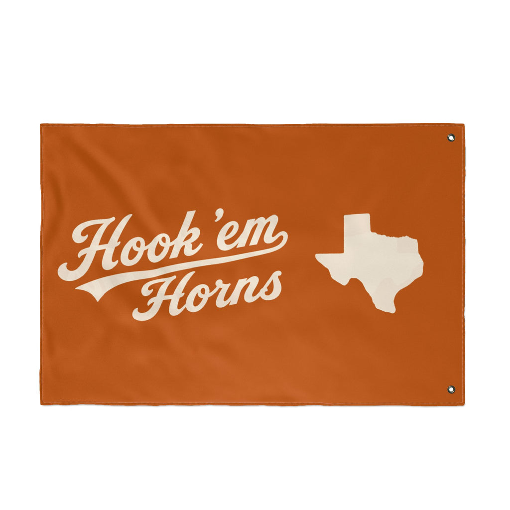 Hook 'em Horns Texas Flag – Double‑Sided Burnt Orange Fan Flag