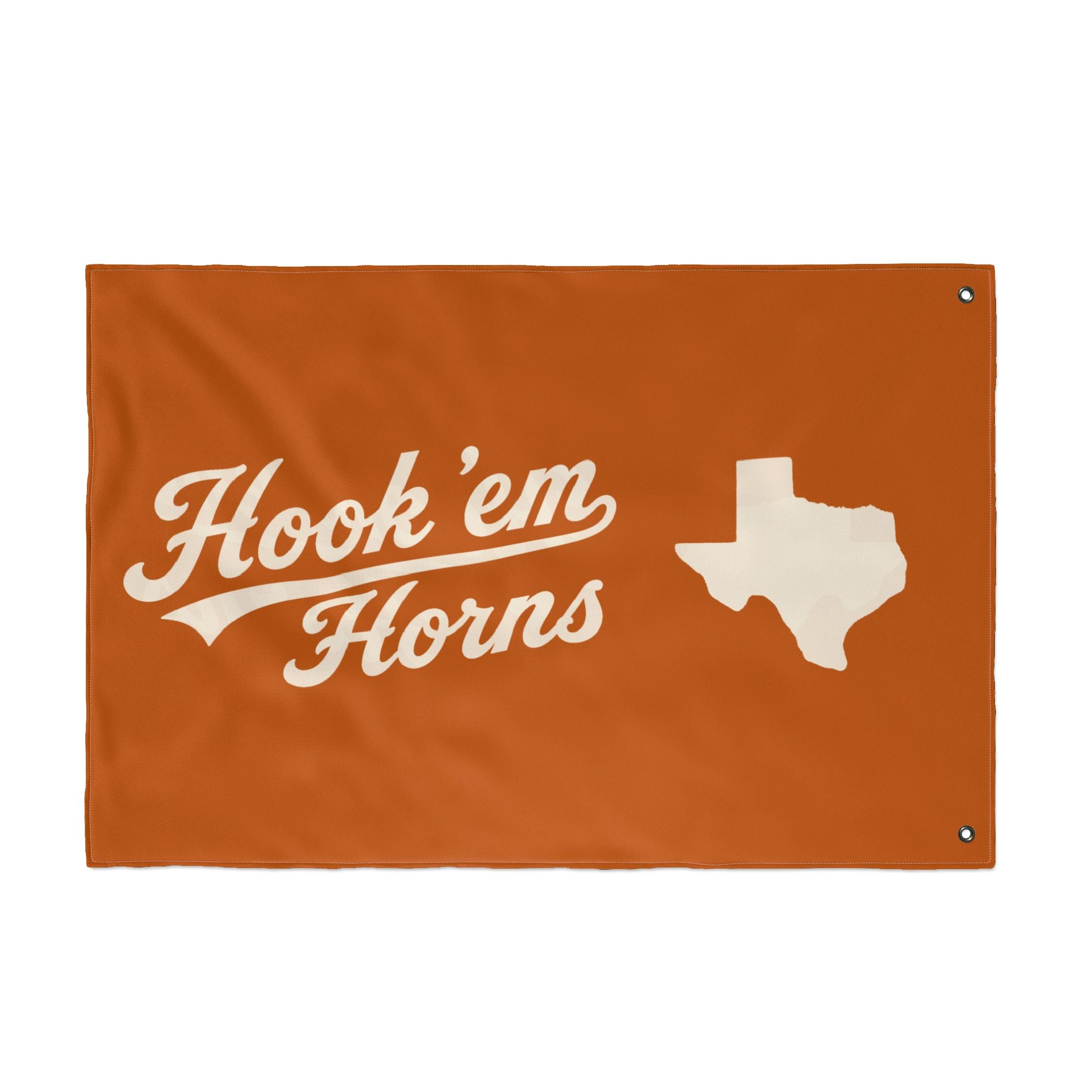 Hook 'em Horns Texas Flag – Double‑Sided Burnt Orange Fan Flag